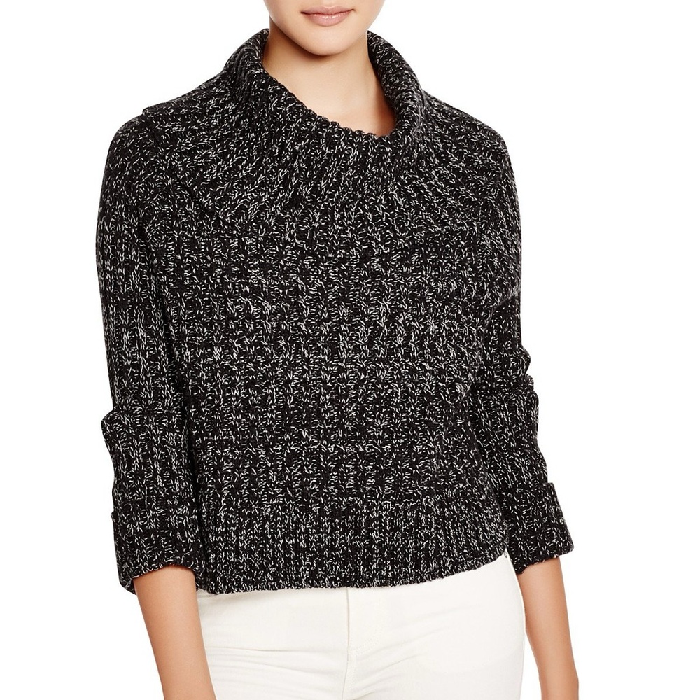 Women's Black and White Turtleneck Sweater